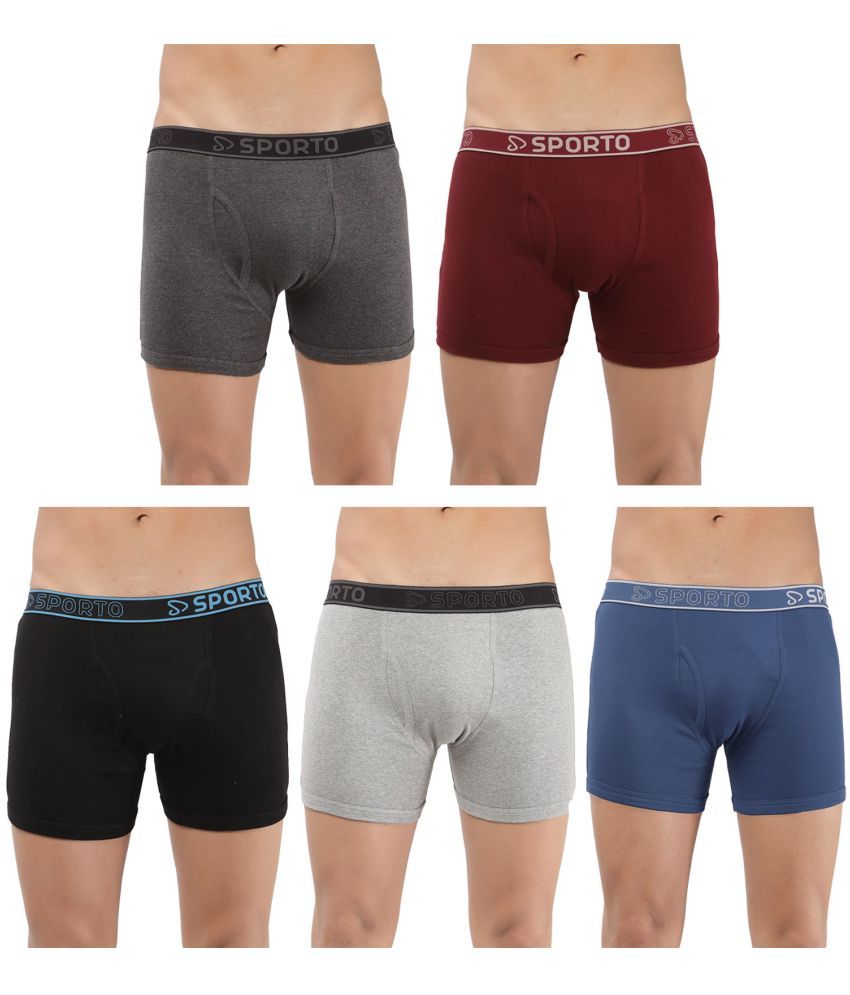     			SPORTO Multicolor Cotton Men's Trunks ( Pack of 5 )