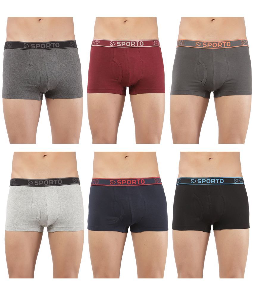     			SPORTO Multicolor Cotton Men's Trunks ( Pack of 6 )