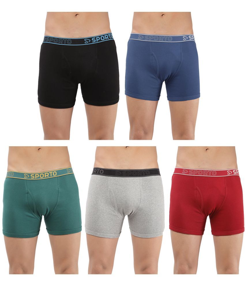     			SPORTO Multicolor Cotton Men's Trunks ( Pack of 5 )