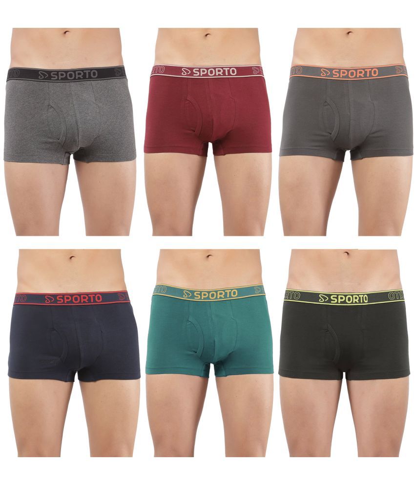     			SPORTO Multicolor Cotton Men's Trunks ( Pack of 6 )