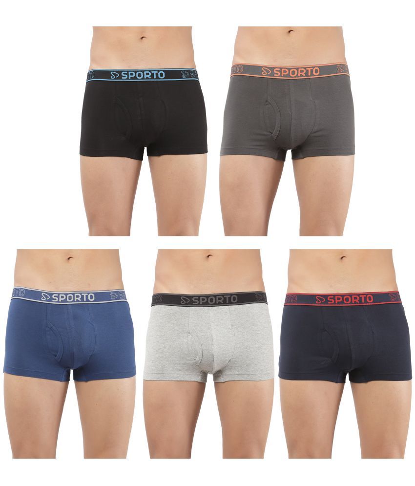     			SPORTO Multicolor Cotton Men's Trunks ( Pack of 5 )