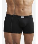 Jockey 8008 Men Super Combed Cotton Rib Solid Boxer Brief - Black (Pack of 2)