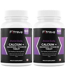 Fitreva Calcium+Magnesium+Vitamin D3 Tablets for Healthy and Strong Bone 120 no.s Unflavoured Minerals Tablets Pack of 2