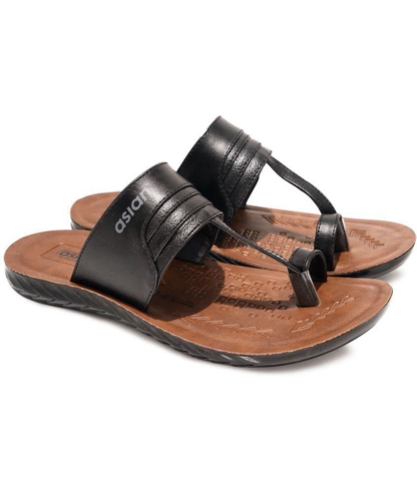     			ASIAN Black Men's Leather Slipper