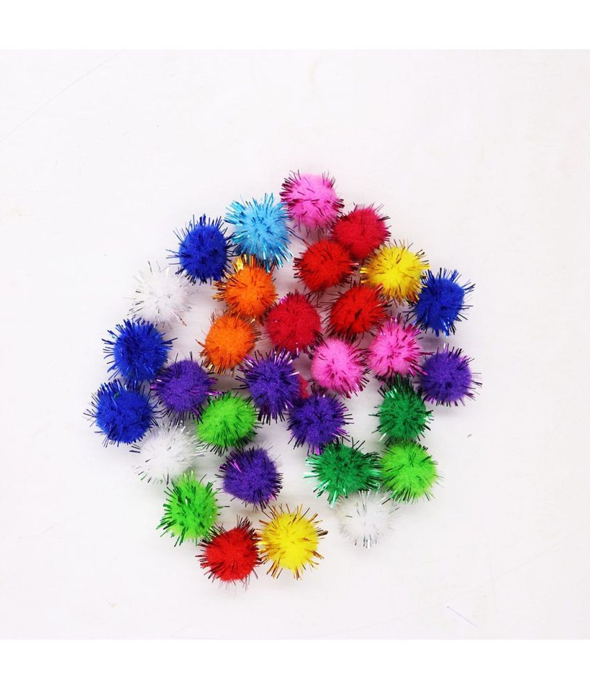     			Aadya Craft & Decor Fabric Glitter Pom Pom Balls ( Pack of 1 )