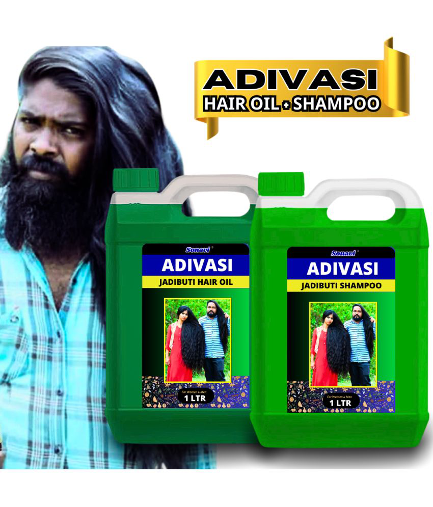     			Adivasi Bhringraj Natural Hair Growth Herbal Hair Oil and Shampoo Combo Can