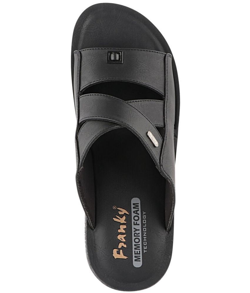     			Franky Black Men's Leather Slipper