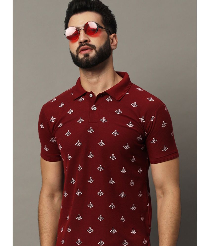     			Hushbucks Pack of 1 Cotton Blend Regular Fit Printed Half Sleeves Men's Polo T Shirt ( Maroon )