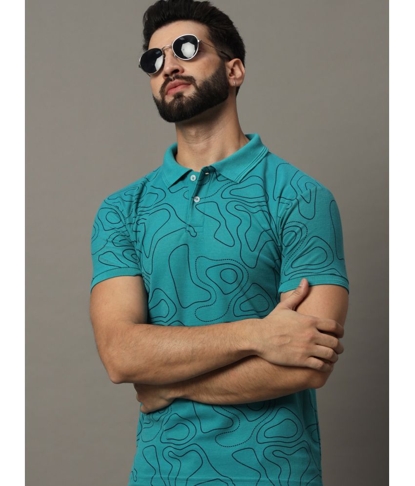    			Hushbucks Cotton Blend Regular Fit Printed Half Sleeves Men's Polo T Shirt - Green ( Pack of 1 )