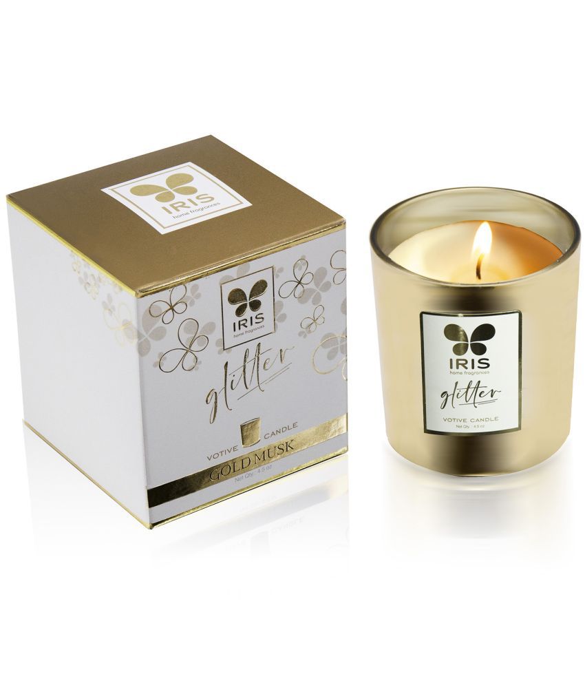     			Iris Home Fragrances Gold Votive Jar Candle 8.35 cm ( Pack of 1 )