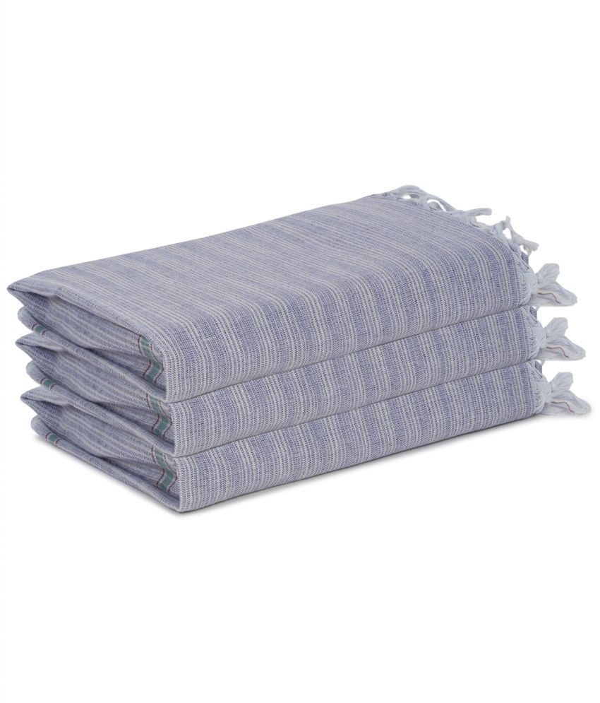     			Klotthe Cotton Self Design Below 300 -GSM Bath Towel ( Pack of 3 ) - Blue
