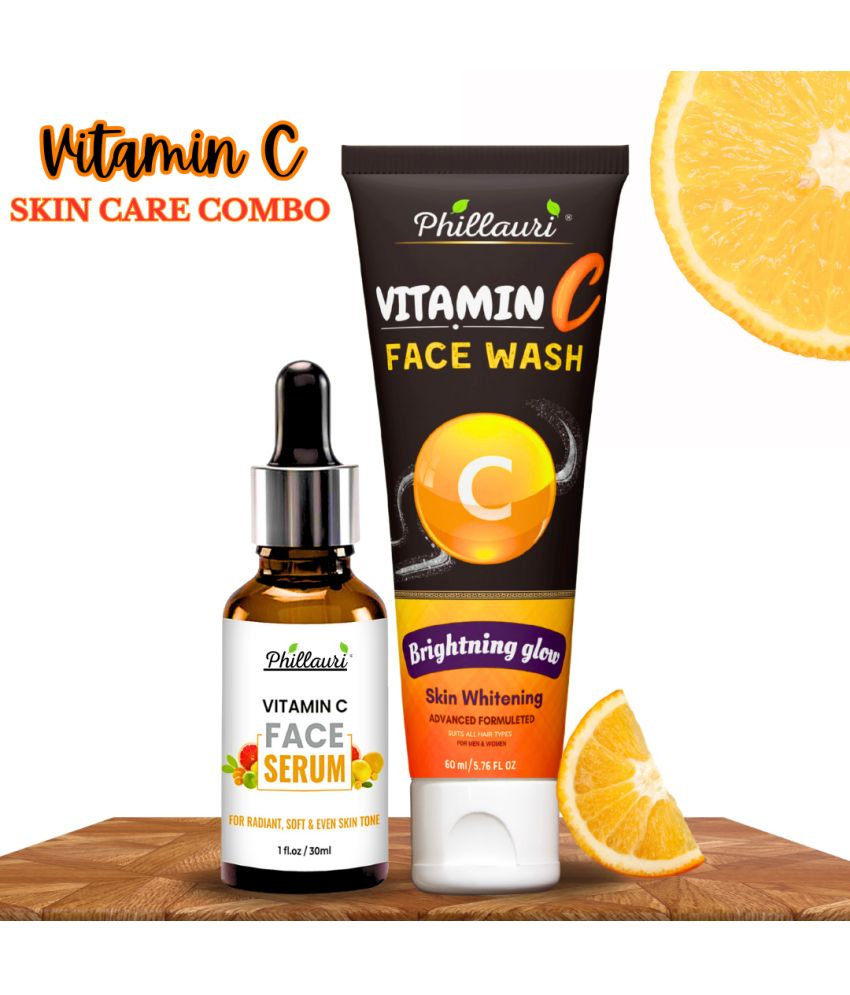     			Phillauri Vitamin C Serum and Facewash for Reduce Dark Spots and Brighter Skin for All Typ of Skin Care Combo (30ml + 60ml)