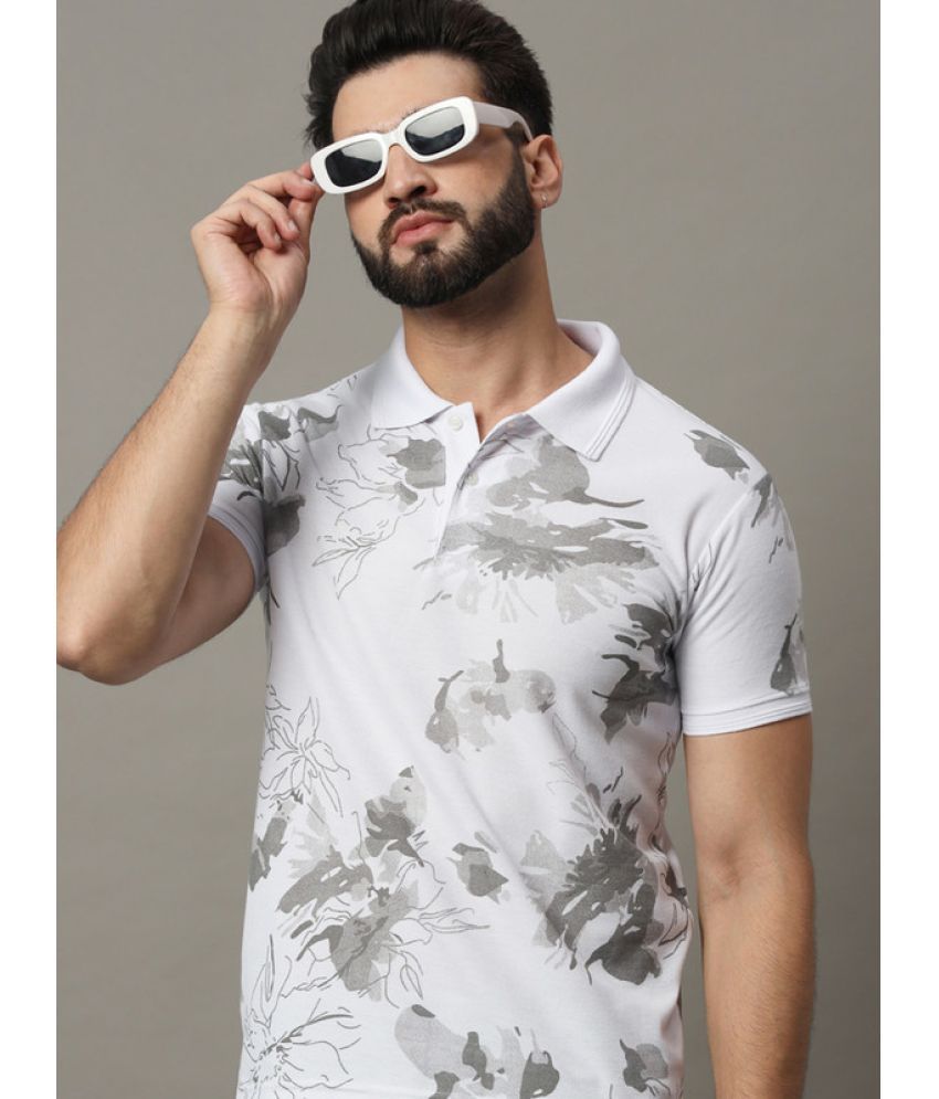     			R.ARHAN PREMIUM Pack of 1 Cotton Blend Regular Fit Printed Half Sleeves Men's Polo T Shirt ( White )