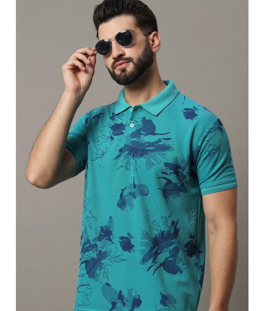     			R.ARHAN PREMIUM Cotton Blend Regular Fit Printed Half Sleeves Men's Polo T Shirt - Turquoise ( Pack of 1 )