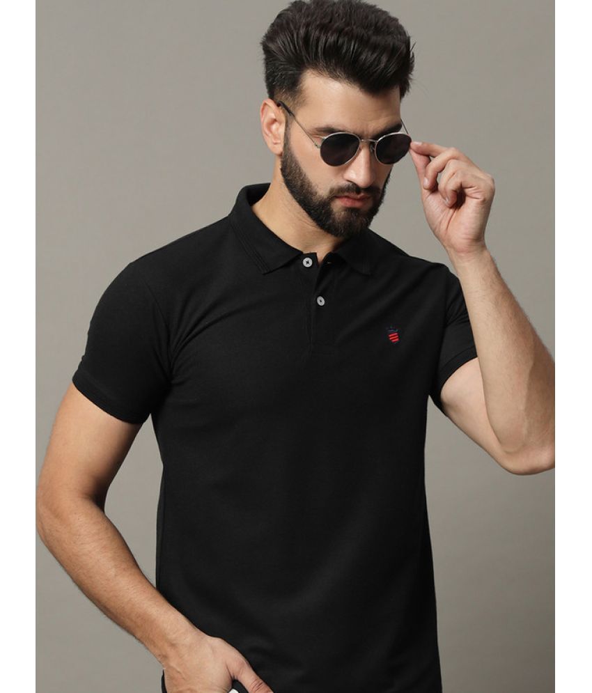     			R.ARHAN PREMIUM Pack of 1 Cotton Blend Regular Fit Solid Half Sleeves Men's Polo T Shirt ( Black )