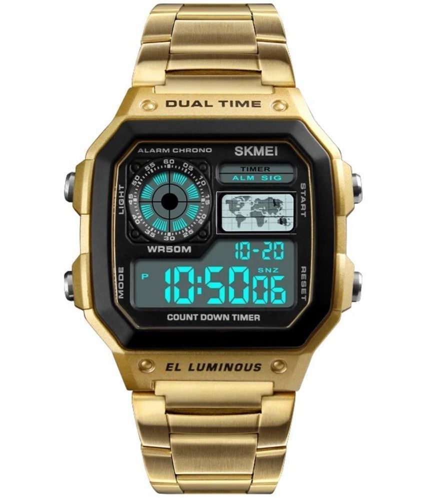     			Rhonium Gold Metal Digital Men's Watch
