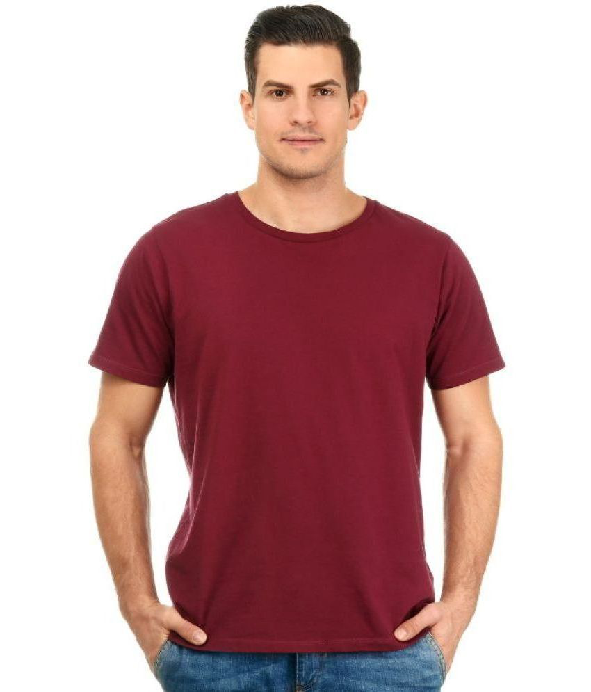     			croon Cotton Blend Regular Fit Solid Half Sleeves Men's T-Shirt - Maroon ( Pack of 1 )