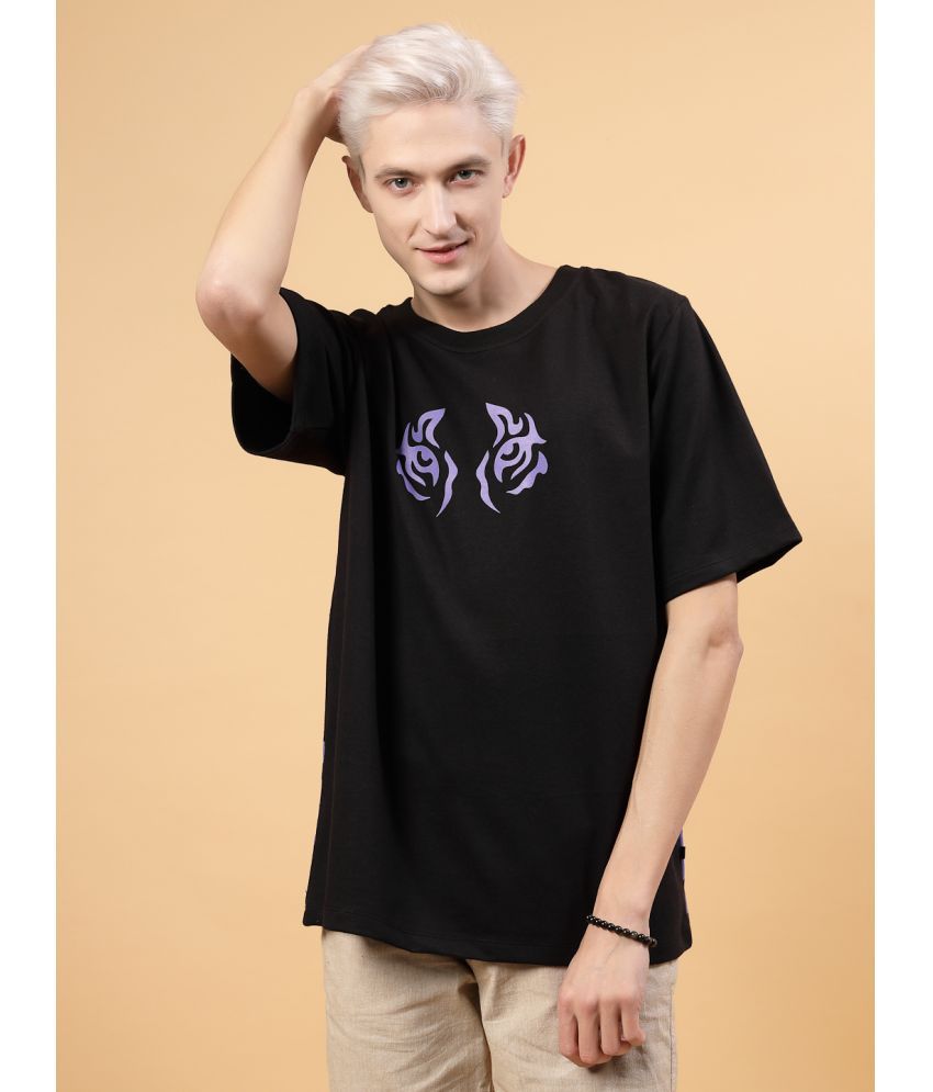     			Rigo Cotton Oversized Fit Printed Half Sleeves Men's T-Shirt - Black ( Pack of 1 )