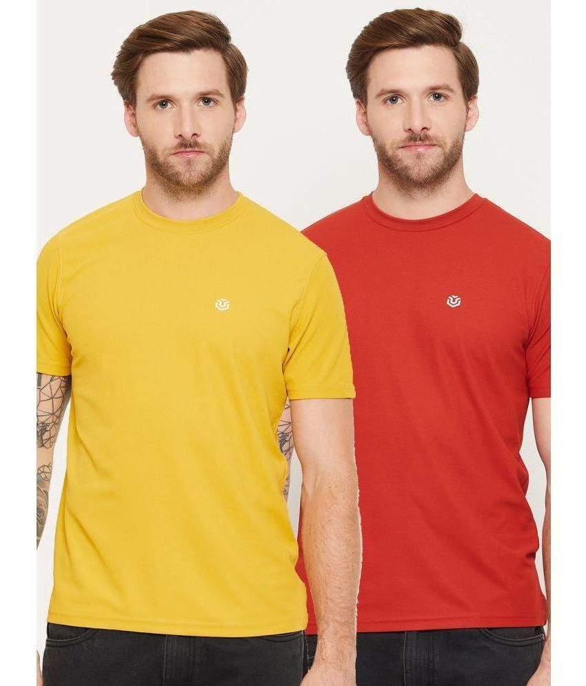     			UNIBERRY Cotton Regular Fit Solid Half Sleeves Men's T-Shirt - Gold ( Pack of 2 )