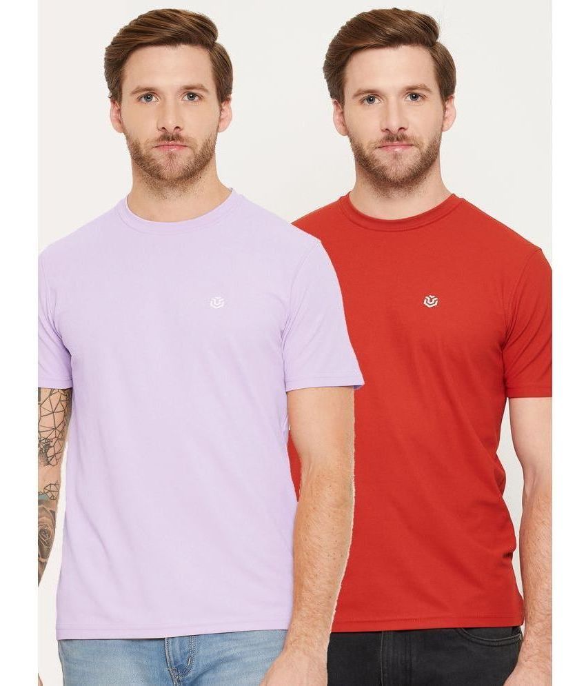     			UNIBERRY Cotton Regular Fit Solid Half Sleeves Men's T-Shirt - Lavender ( Pack of 2 )