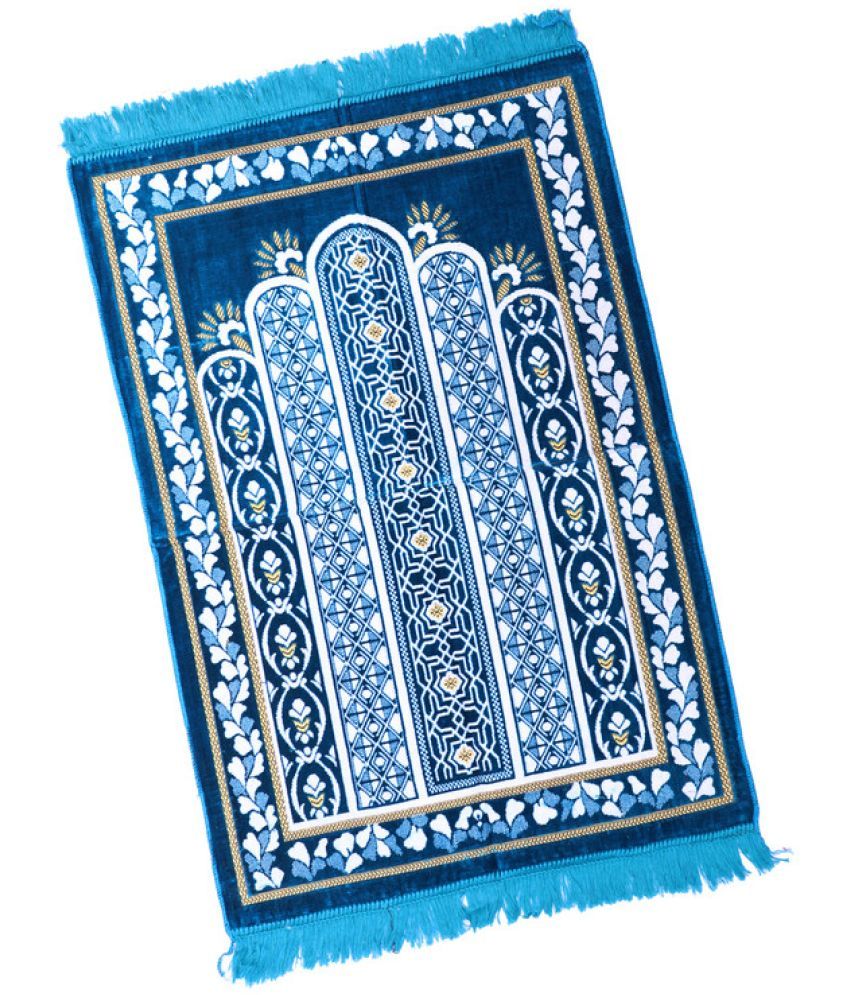     			ADIRNY Blue Single Regular Velvet Prayer Mat ( 110 X 70 cm )