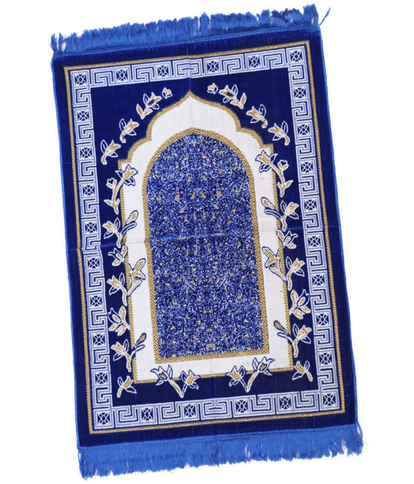     			ADIRNY Blue Single Regular Velvet Prayer Mat ( 110 X 70 cm )
