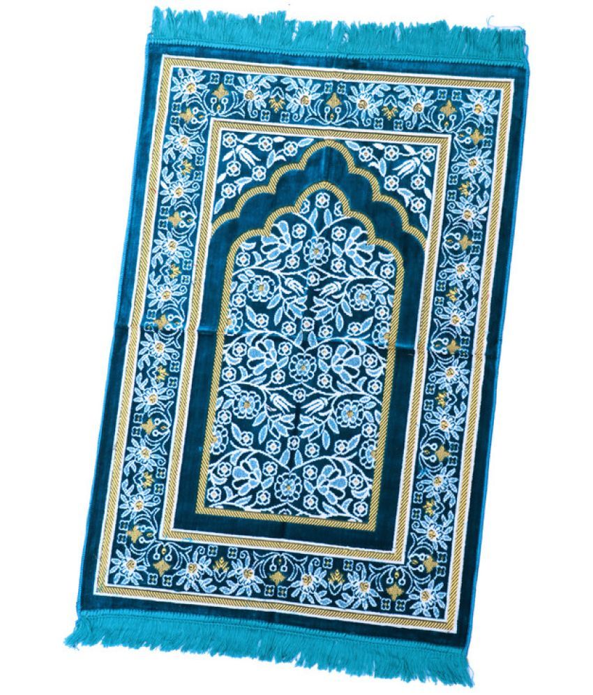     			ADIRNY Blue Single Regular Velvet Prayer Mat ( 110 X 70 cm )