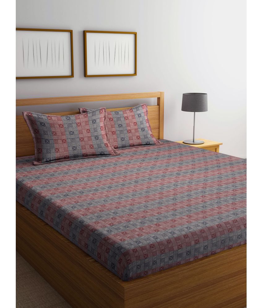     			FABINALIV Cotton Geometric 1 Double Bedsheet with 2 Pillow Covers - Multicolor