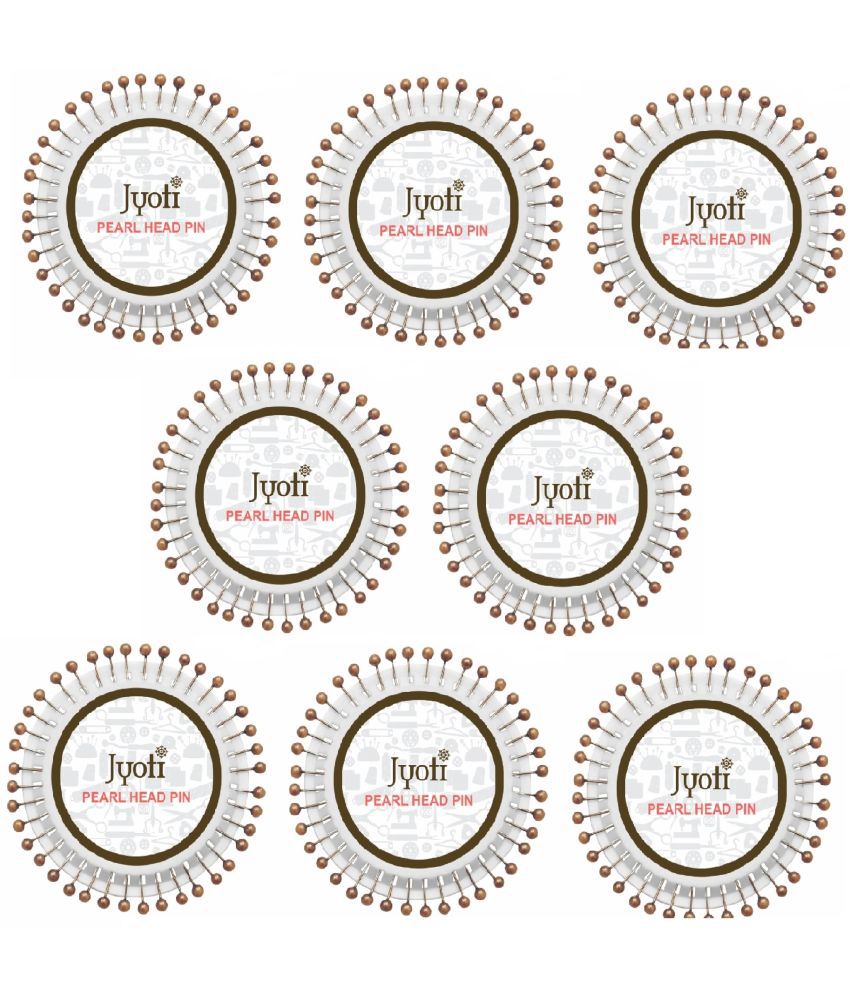     			Jyoti Pearl Head Pins Round Copper for Tailoring, Dressmaking, Crafting, Sewing, College Projects, Ornament, Patch Work, Decorating, Hijab, & Scarf for Women # 22757 (40 Pins on a Wheel) - Pack of 10