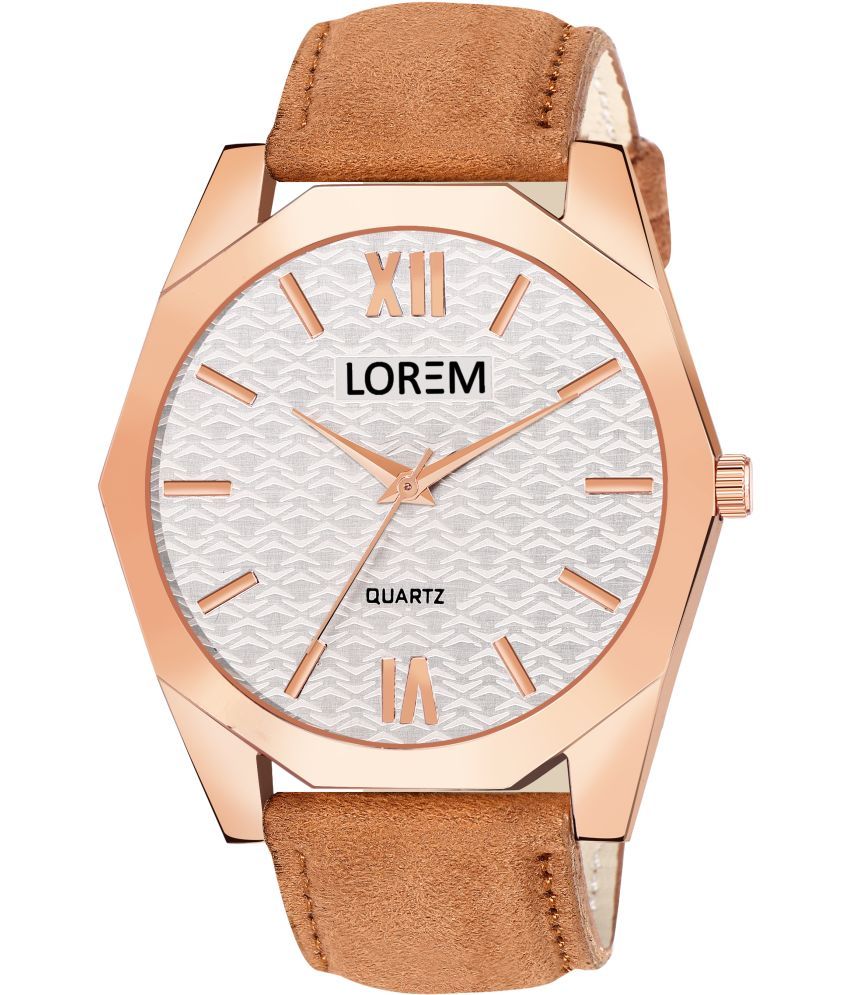     			Lorem Brown Leather Analog Men's Watch