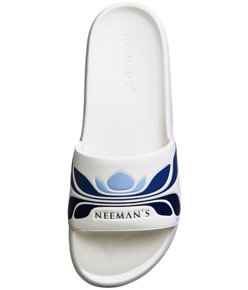     			Neemans White Men's Slide Flip Flop