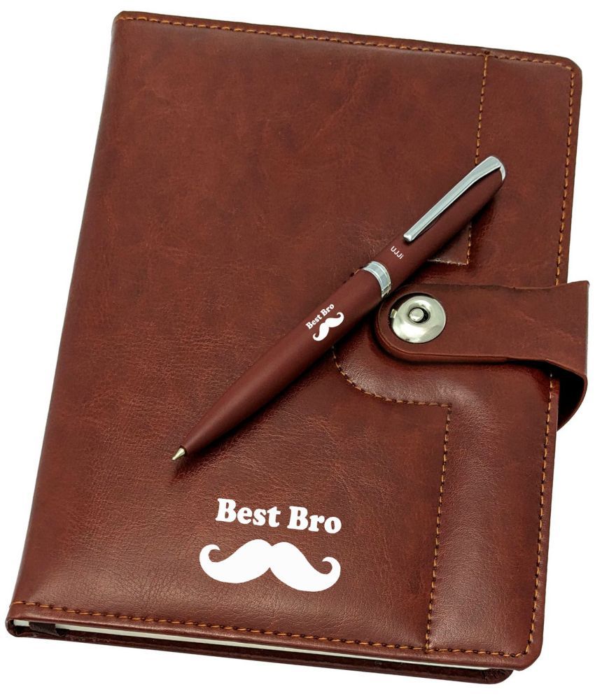     			UJJi Bst Bro Printed Brown/Coffee Color Metal Pen & Notebook Set