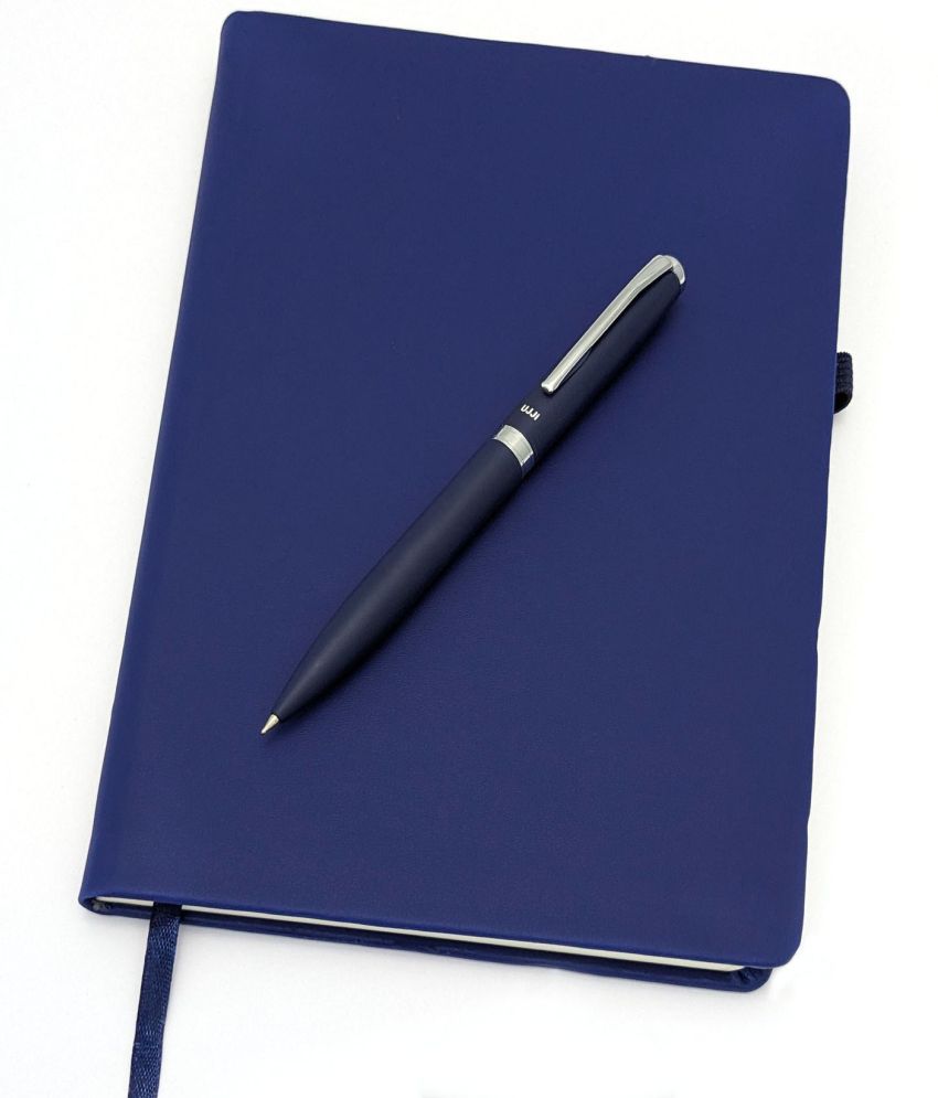     			UJJi Twist Metal Pen & Notebook Set in PU Leather with Elastic Closure and Pen Loop