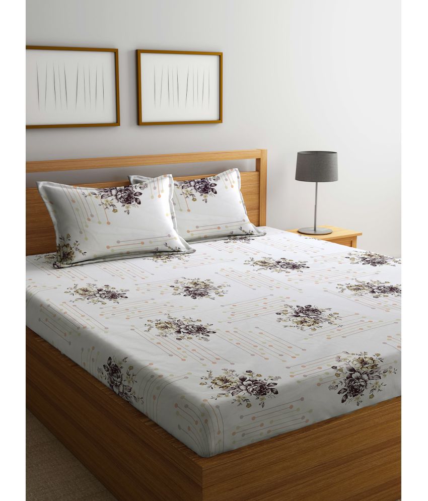     			FABINALIV Cotton Floral 1 Double Bedsheet with 2 Pillow Covers - Multicolor