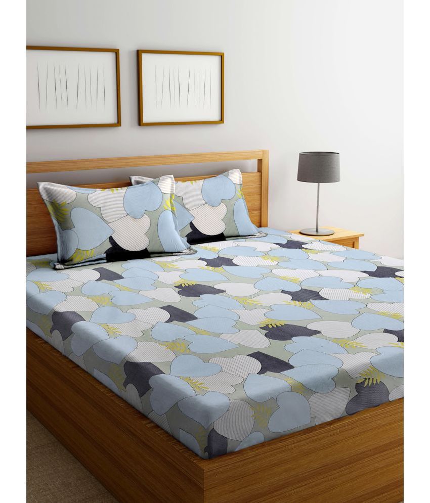     			FABINALIV Poly Cotton Abstract 1 Double King Size Bedsheet with 2 Pillow Covers - Multicolor