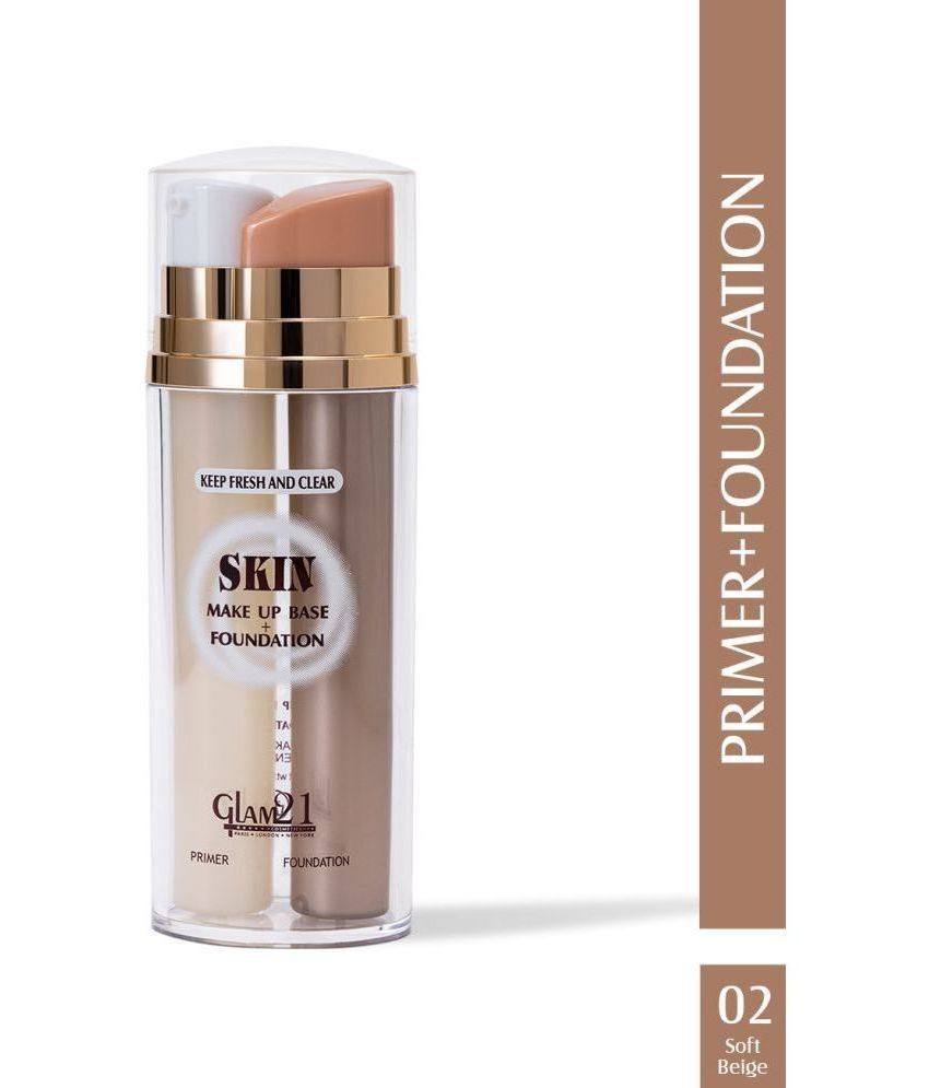     			Glam21 Primer + Foundation For All Skin Oil Free Formula Long Lasting Satin Finish 60ml Beige-02