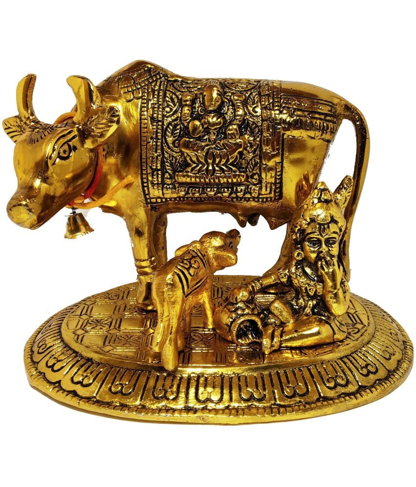     			KridayKraft Aluminium Kamdhenu Cow Idol ( 11 cm )