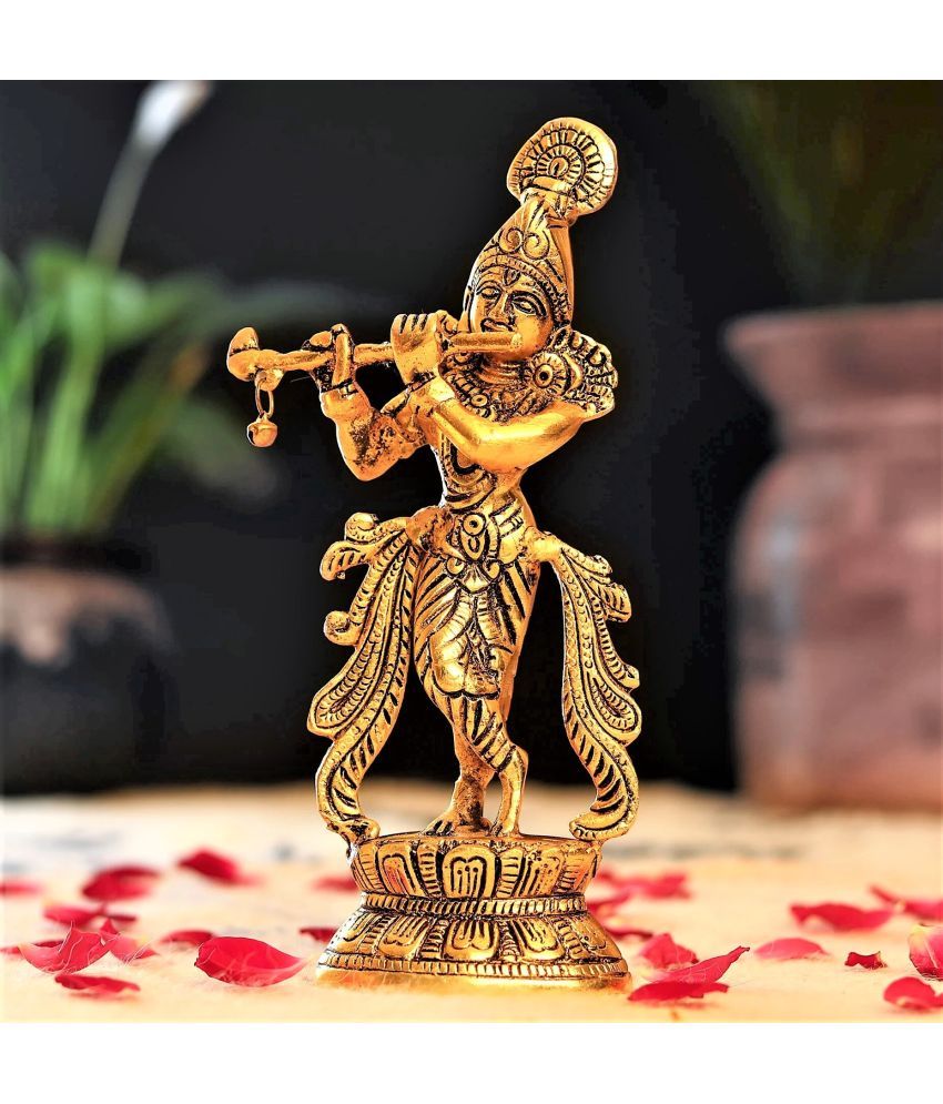     			KridayKraft Aluminium Lord Krishna Idol ( 13 cm )