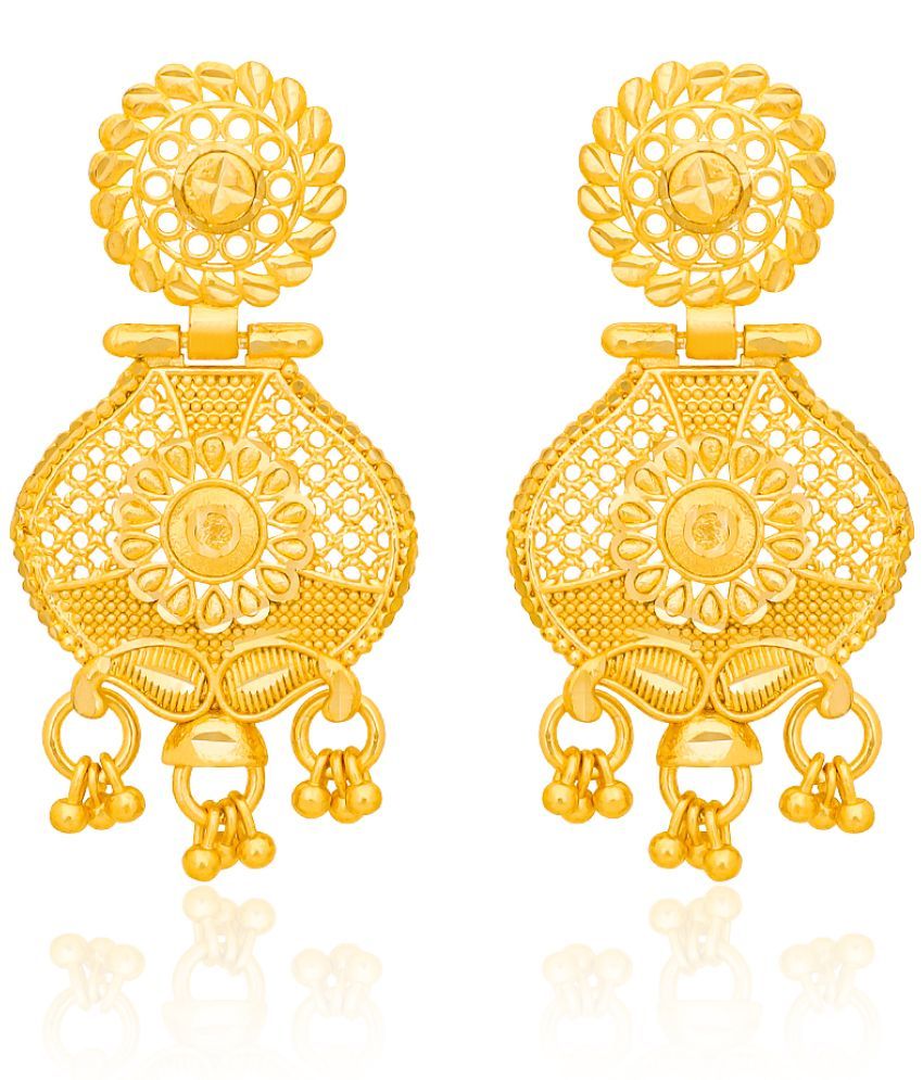     			LUV FASHION Golden Chandelier Earrings ( Pack of 1 )