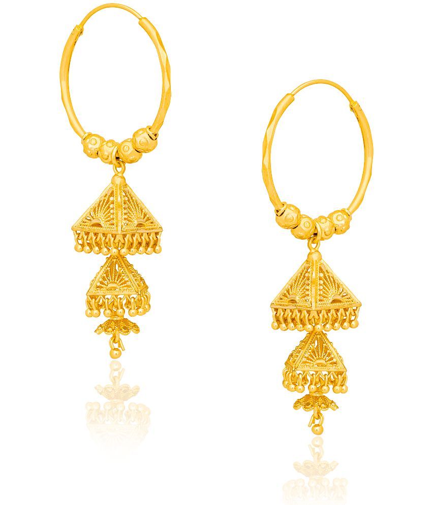     			LUV FASHION Golden Chandelier Earrings ( Pack of 1 )