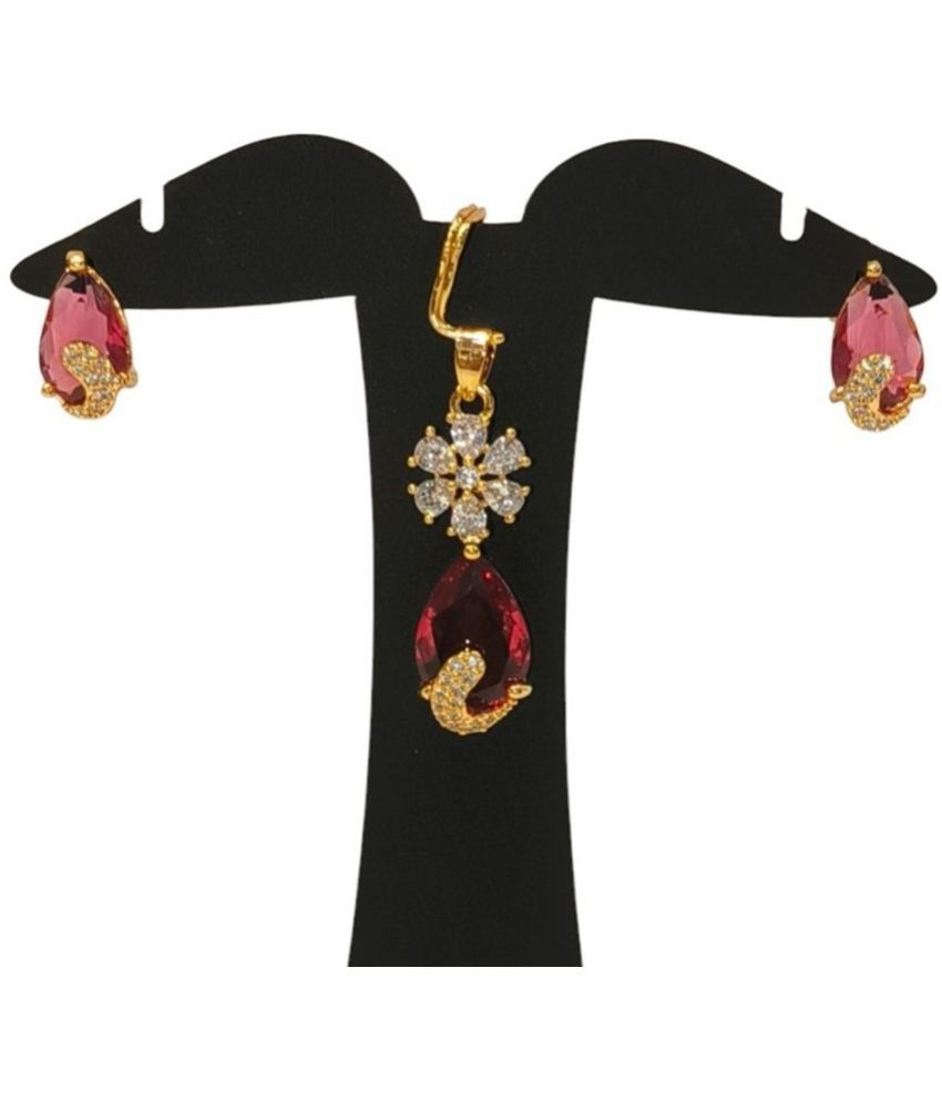     			Mannatraj Pearls & Jewellers Red Pendant set ( Pack of 1 )