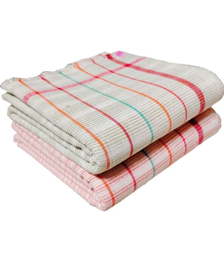     			Mk weaves Cotton Striped Below 300 -GSM Bath Towel ( Pack of 2 ) - Multicolor