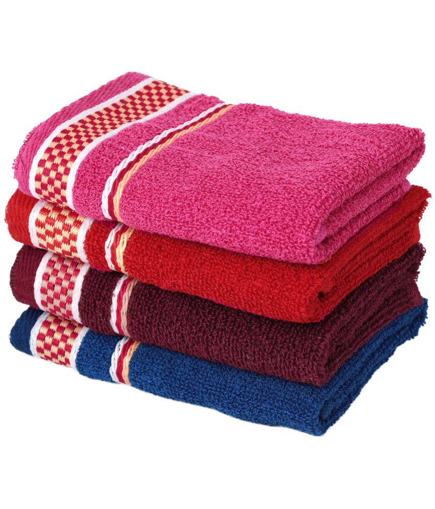     			Satisfyn Terry Solid Hand Towel 351-400 ( Pack of 4 ) - Multicolor