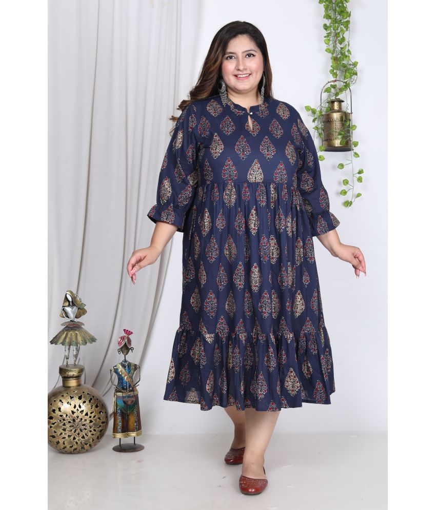     			Swasti Cotton Blend Printed Anarkali Women's Kurti - Blue ( Pack of 1 )