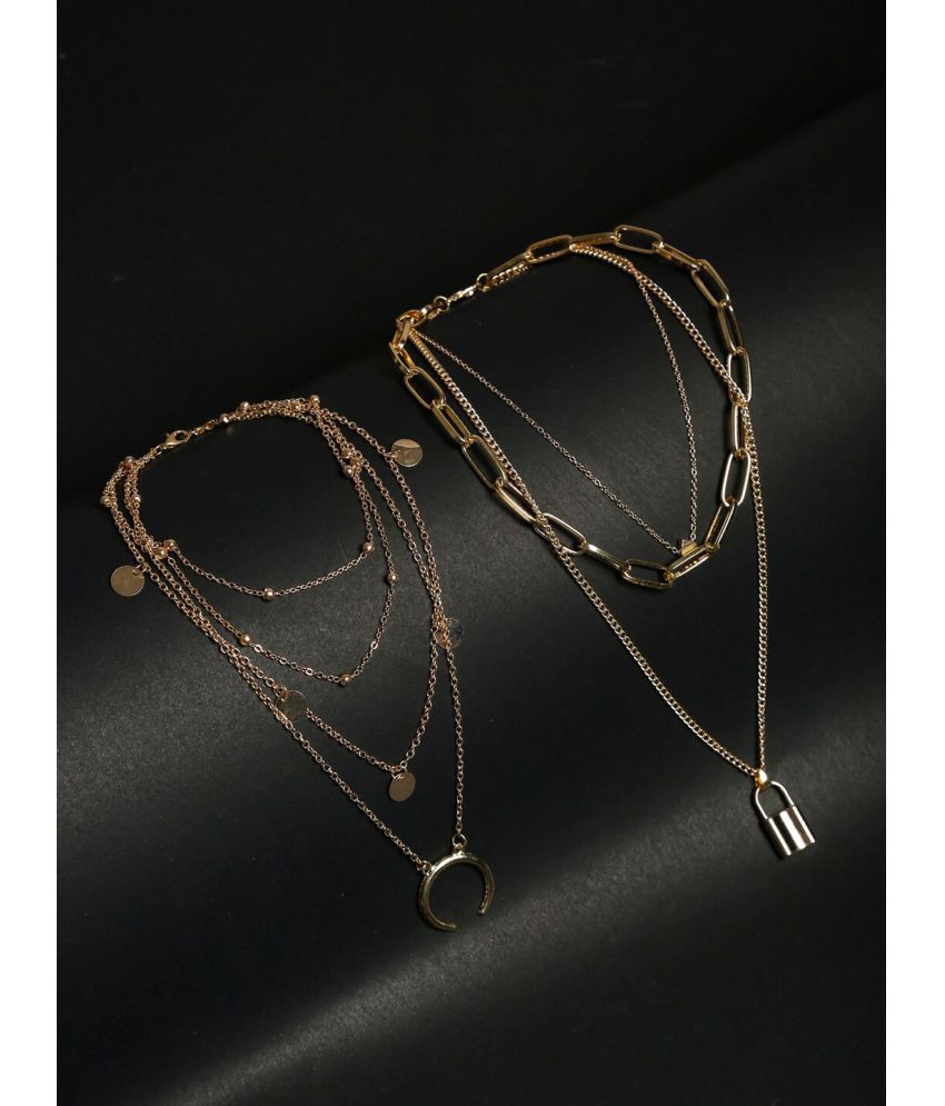     			YOUBELLA Gold Alloy Necklace Set ( Pack of 2 )