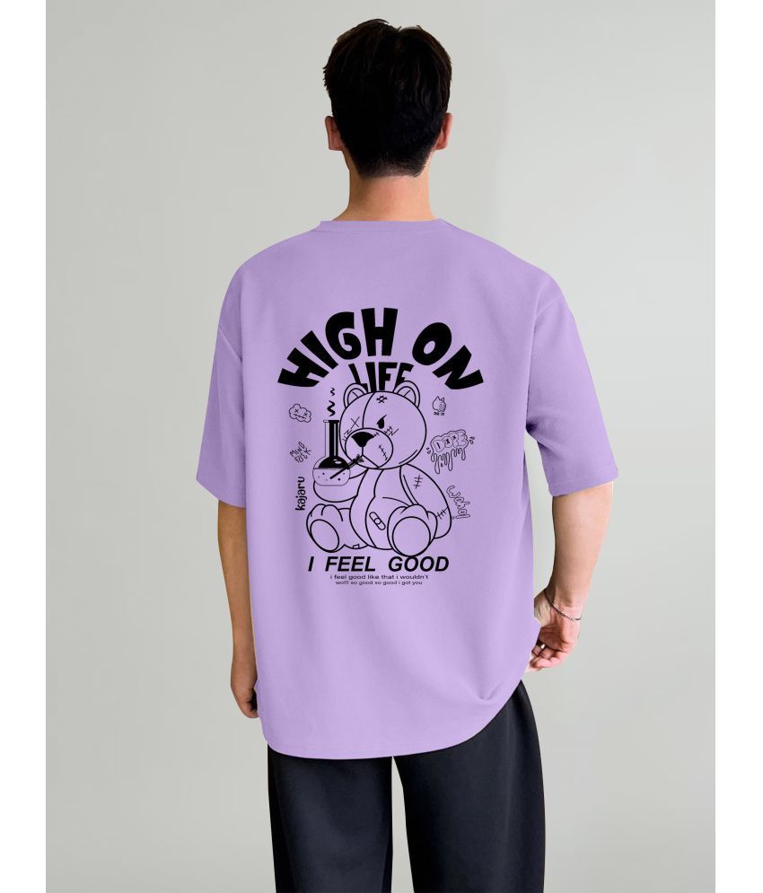     			happy khajana Polyester Oversized Fit Printed Half Sleeves Men's T-Shirt - Purple ( Pack of 1 )