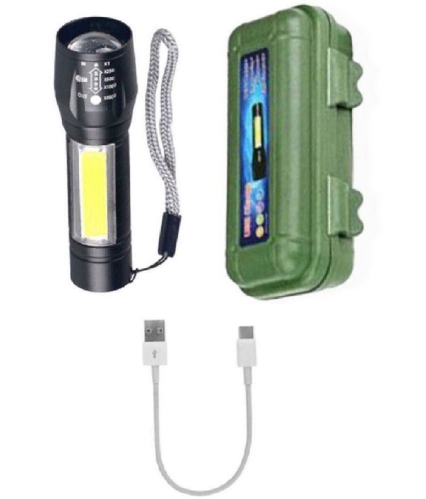     			DHS Mart 2W Rechargeable Flashlight Metal Polish Block 2in1 3 Mode.Zoomable Handheld .Care 4 Aluminium 1 no.s