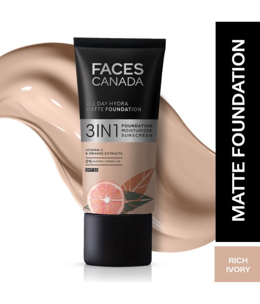     			FACES CANADA Hydra Matte Foundation 3-in-1 Foundation + Moisturizer + SPF 30 | Rich Ivory 013 | 25ml