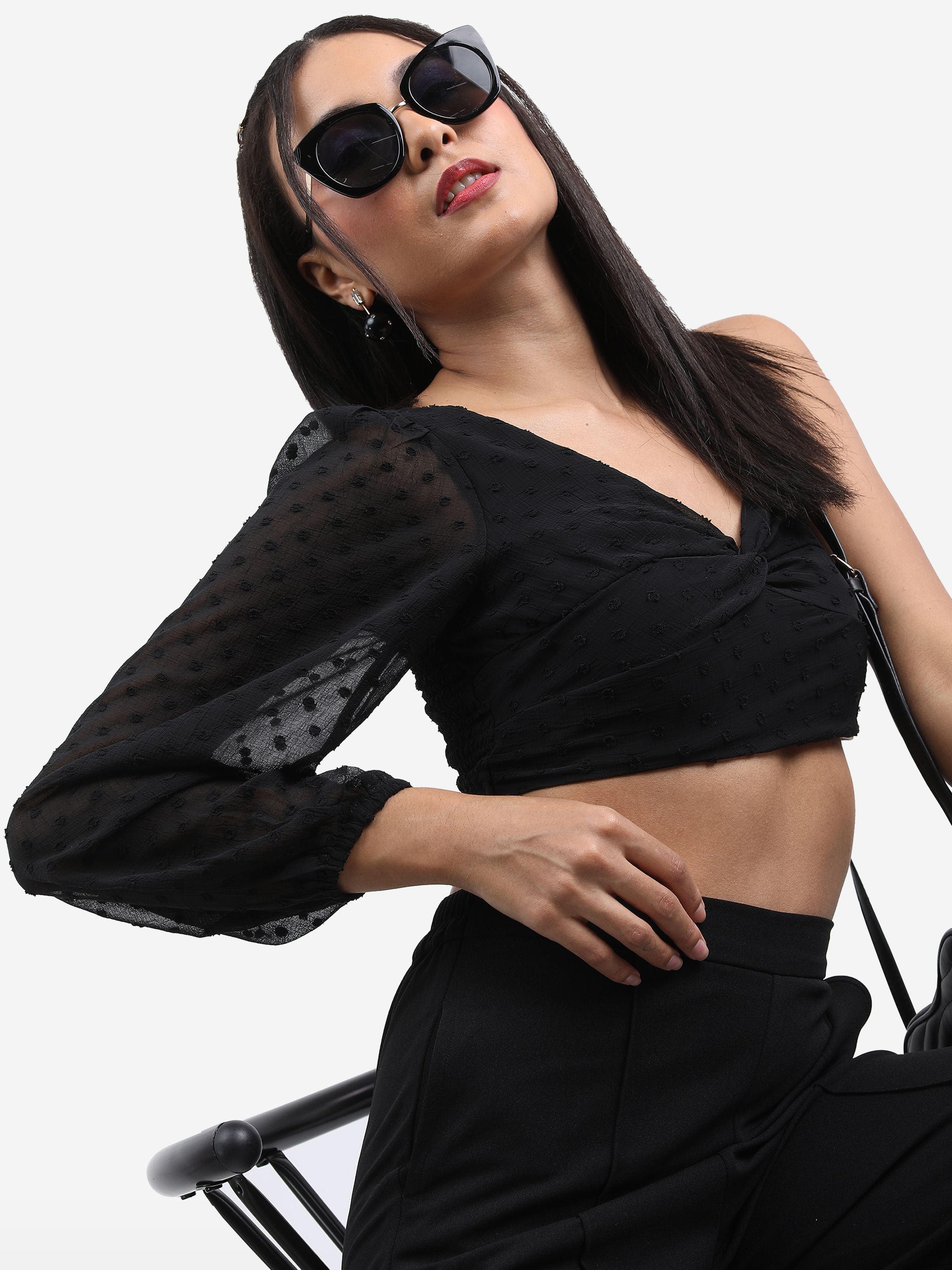     			Ketch Black Polyester Women's Crop Top ( Pack of 1 )