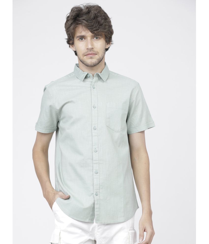     			Ketch Cotton Blend Slim Fit Solids Half Sleeves Men's Casual Shirt - Green ( Pack of 1 )